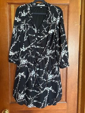 Daniel Rainn 3/4 sleeve drawstring waist floral shirt dress